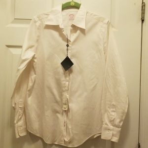 Brooks Brothers Cream Pinstriped Button Down Shirt